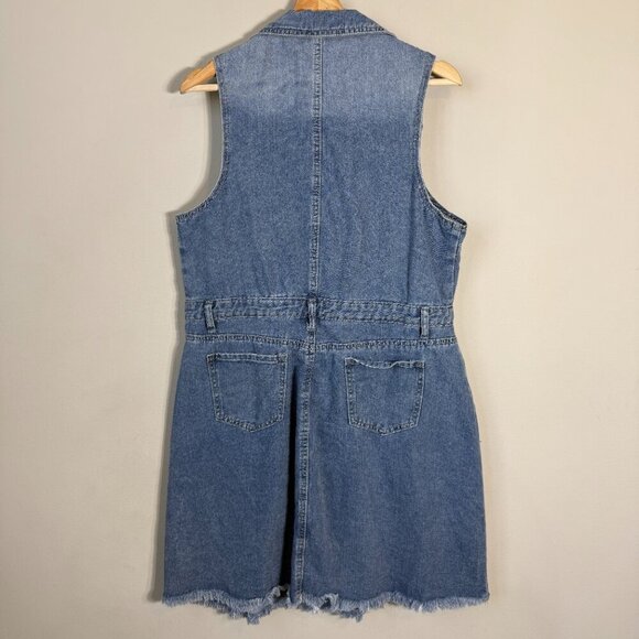 Joie Sleeveless Collared Button Up Denim Mini Dress Women's XL Blue Jean Country - Picture 9 of 11